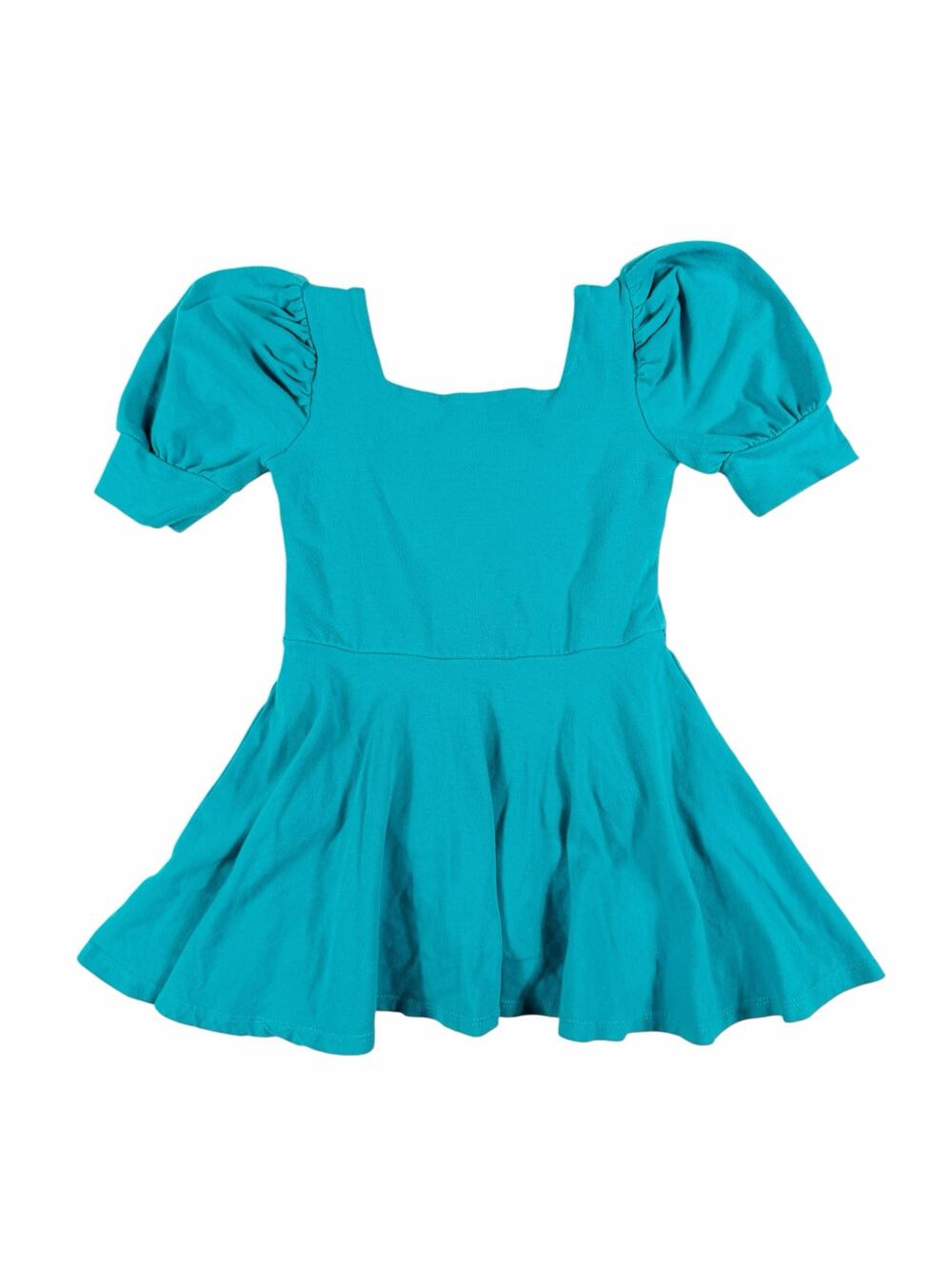 Remie Girl Adalie Skirted Leo Teal Puff Sleeve Dress Size 6